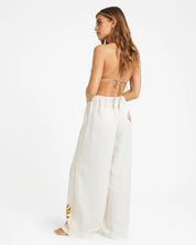 BILLABONG WAVE HAZE WOMENS ELASTIC WAIST PANTS RELAXED SUMMER BEACH SALT CRYSTAL