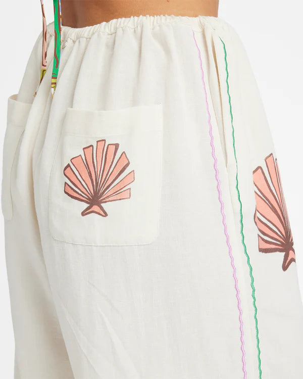 BILLABONG WAVE HAZE WOMENS ELASTIC WAIST PANTS RELAXED SUMMER BEACH SALT CRYSTAL