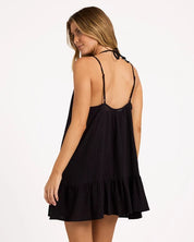 BILLABONG WOMENS BEACH VIBES COVER-UP MINI DRESS – BLACK PEBBLE