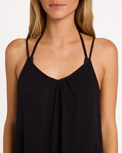 BILLABONG WOMENS BEACH VIBES COVER-UP MINI DRESS – BLACK PEBBLE