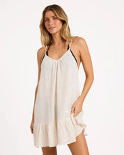 BILLABONG WOMENS BEACH VIBES COVER-UP MINI DRESS – SALT CRYSTAL