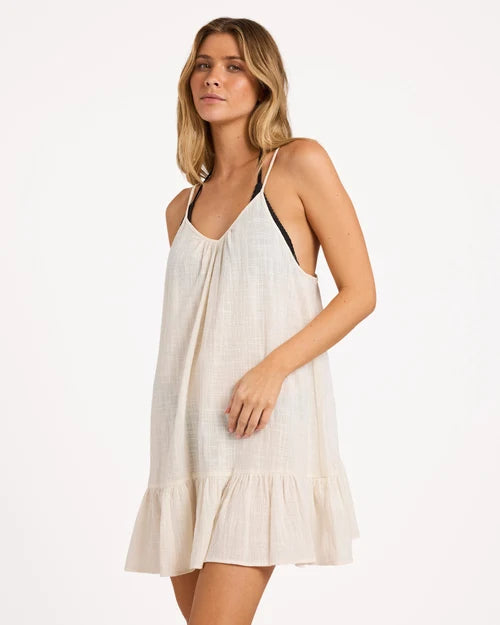 BILLABONG WOMENS BEACH VIBES COVER-UP MINI DRESS – SALT CRYSTAL