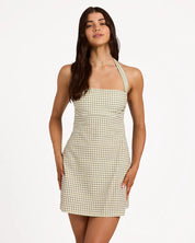BILLABONG WOMENS BREAK LINE HALTER MINI DRESS – SALT CRYSTAL