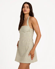 BILLABONG WOMENS BREAK LINE HALTER MINI DRESS – SALT CRYSTAL