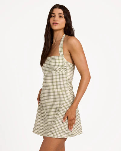BILLABONG WOMENS BREAK LINE HALTER MINI DRESS – SALT CRYSTAL