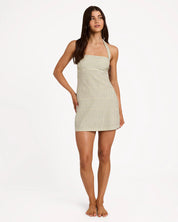 BILLABONG WOMENS BREAK LINE HALTER MINI DRESS – SALT CRYSTAL