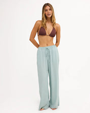 BILLABONG WOMENS CALAIS DRAWSTRING COVER-UP PANTS – BLUE LIGHT