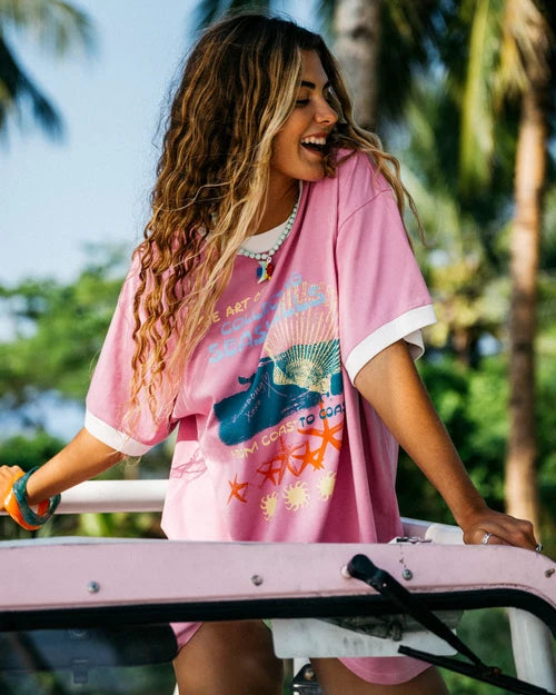 BILLABONG WOMENS COASTAL ADVENTURES T-SHIRT – PARTY PINK