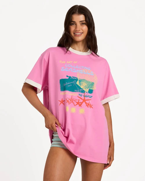 BILLABONG WOMENS COASTAL ADVENTURES T-SHIRT – PARTY PINK