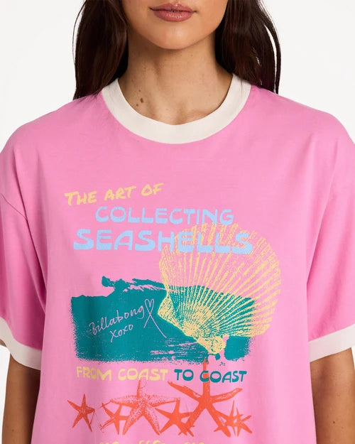 BILLABONG WOMENS COASTAL ADVENTURES T-SHIRT – PARTY PINK