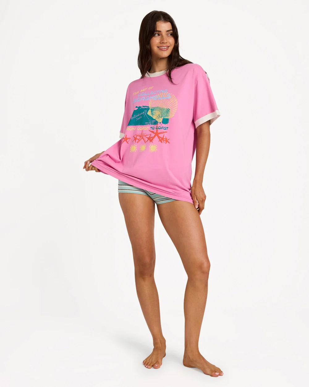 BILLABONG WOMENS COASTAL ADVENTURES T-SHIRT – PARTY PINK