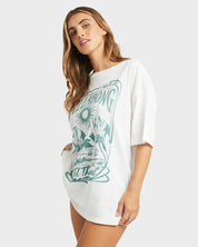 BILLABONG WOMENS DESERT WANDERING T-SHIRT OVERSIZED COTTON TEE WITH GRAPHIC SALT