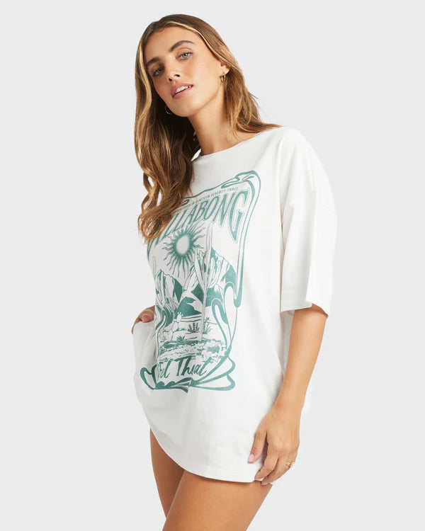 BILLABONG WOMENS DESERT WANDERING T-SHIRT OVERSIZED COTTON TEE WITH GRAPHIC SALT
