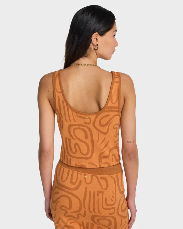 BILLABONG WOMENS EMBERS KNIT TANK TOP TANGERINE COASTAL SUMMER TOP