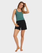 BILLABONG WOMENS EVERYDAY TANK TOP FITTED KNIT SINGLET WITH BOUND EDGES ALPINE