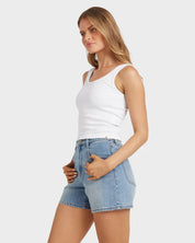 BILLABONG WOMENS EVERYDAY TANK TOP FITTED KNIT SINGLET WITH BOUND EDGES WHITE