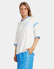 BILLABONG WOMENS FIND ME HERE T-SHIRT OVERSIZED COTTON TEE WITH V-NECK WHITE