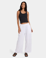 BILLABONG WOMENS FOLLOW ME ELASTIC WAIST PANTS – WHITE