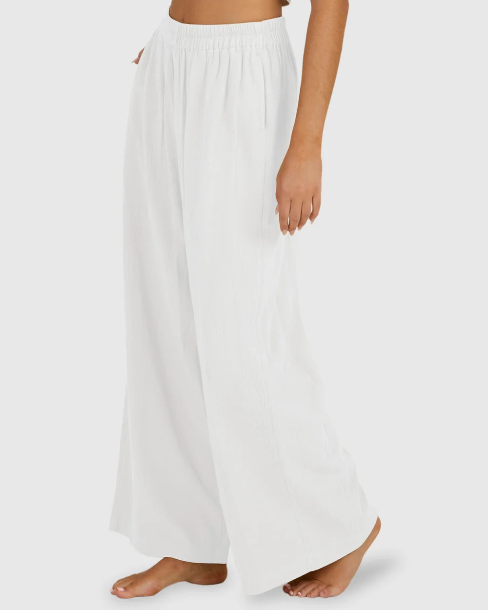 BILLABONG WOMENS FOLLOW ME ELASTIC WAIST PANTS – WHITE