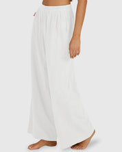 BILLABONG WOMENS FOLLOW ME ELASTIC WAIST PANTS – WHITE