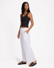 BILLABONG WOMENS FOLLOW ME ELASTIC WAIST PANTS – WHITE
