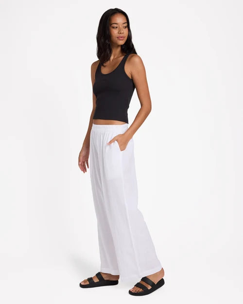 BILLABONG WOMENS FOLLOW ME ELASTIC WAIST PANTS – WHITE
