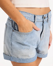 BILLABONG WOMENS FRANKIE DENIM SHORTS – BLEACHED INDIGO