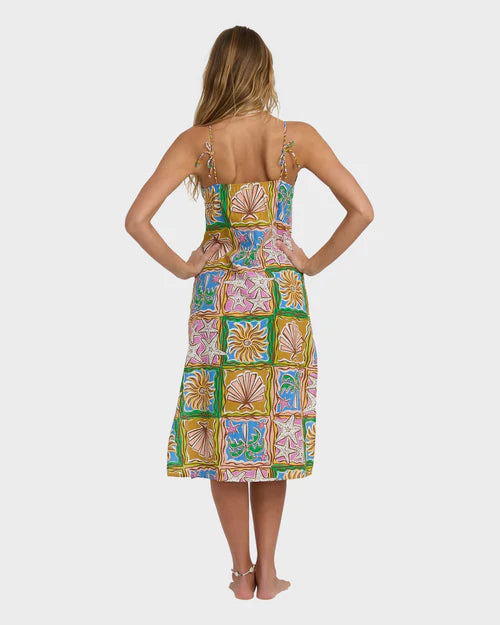BILLABONG WOMENS HEAT DREAM MIDI DRESS CASUAL SUMMER STYLE – MULTI