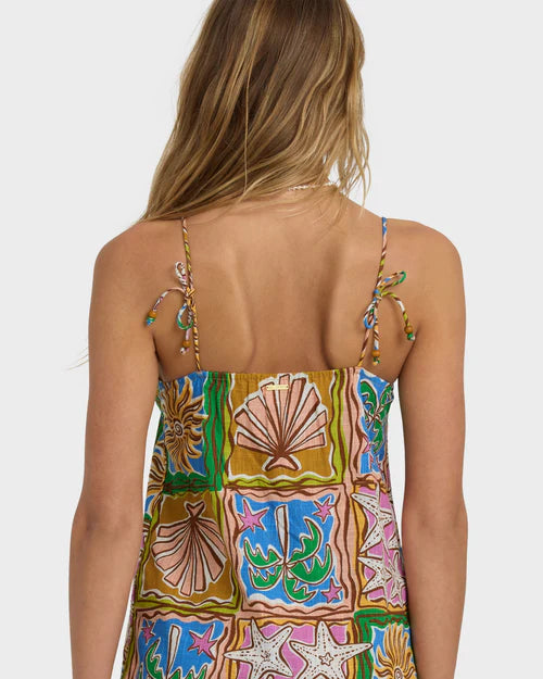 BILLABONG WOMENS HEAT DREAM MIDI DRESS CASUAL SUMMER STYLE – MULTI