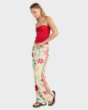 BILLABONG WOMENS LOTTIE HALL ELASTIC PANTS RELAXED BEACH STYLE – SUNNY LIME