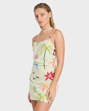 BILLABONG WOMENS LOTTIE HALL MINI DRESS RELAXED BEACH STYLE – SUNNY LIME