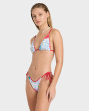 BILLABONG WOMENS LOTTIE HALL TALL SLIDE TRIANGLE BIKINI TOP – WHITE MULTI