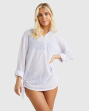 BILLABONG WOMENS LOVECHILD HOODED OVERSHIRT – WHITE