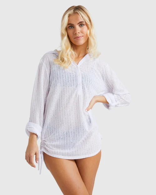 BILLABONG WOMENS LOVECHILD HOODED OVERSHIRT – WHITE