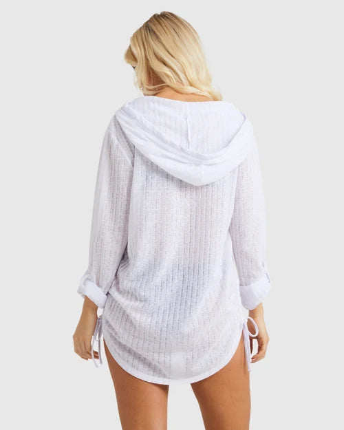 BILLABONG WOMENS LOVECHILD HOODED OVERSHIRT – WHITE
