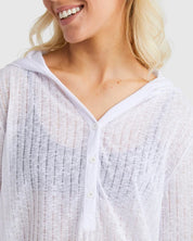 BILLABONG WOMENS LOVECHILD HOODED OVERSHIRT – WHITE