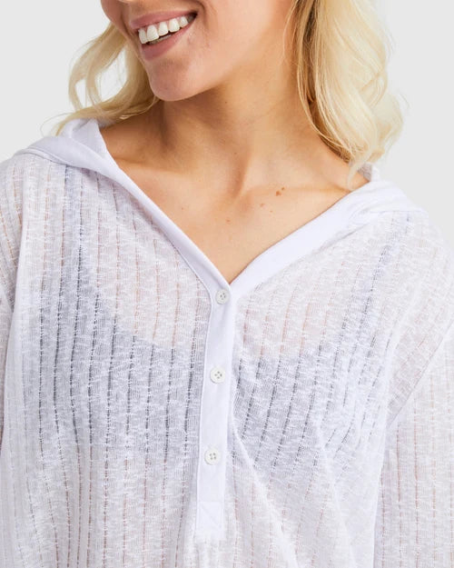 BILLABONG WOMENS LOVECHILD HOODED OVERSHIRT – WHITE