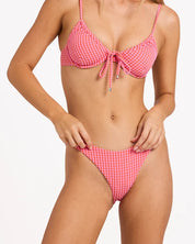 BILLABONG WOMENS MINI WAVE CHECK HIKE BIKINI BOTTOM – TANGERINE