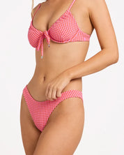 BILLABONG WOMENS MINI WAVE CHECK HIKE BIKINI BOTTOM – TANGERINE