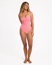 BILLABONG WOMENS MINI WAVE CHECK MIA D/DD ONE PIECE SWIMSUIT – TANGERINE