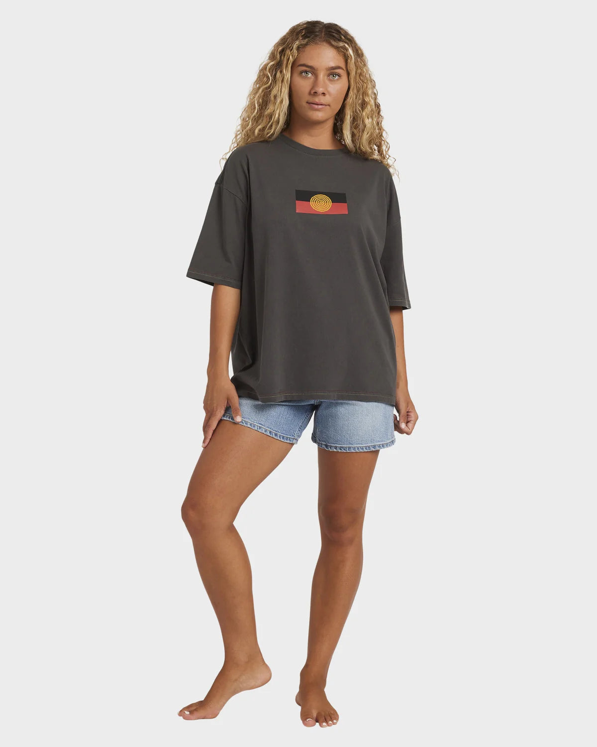 BILLABONG WOMENS OTIS FLAG T-SHIRT – WASHED BLACK