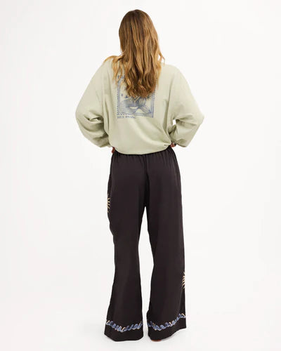 BILLABONG WOMENS PARADISE 73 ELASTIC WAIST PANTS – BLACK SANDS