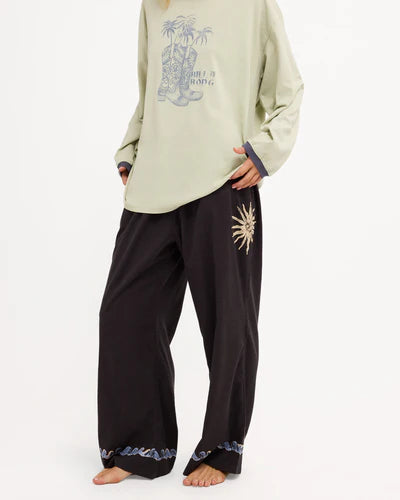 BILLABONG WOMENS PARADISE 73 ELASTIC WAIST PANTS – BLACK SANDS