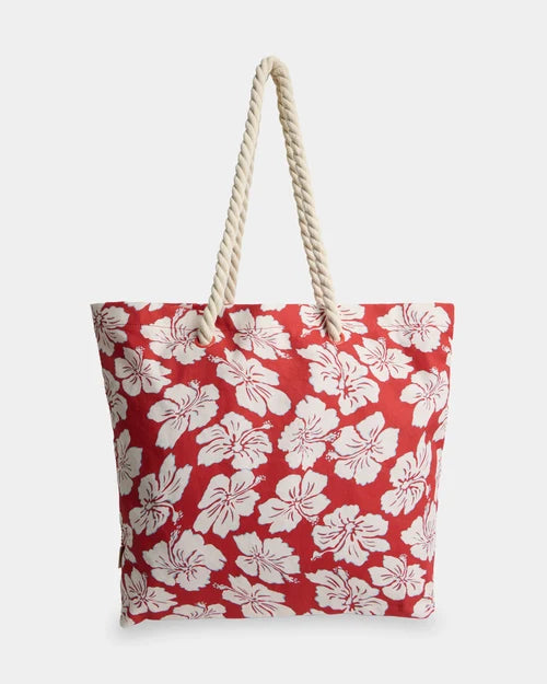 BILLABONG WOMENS PARADISE CALL BEACH TOTE BAG – RED CRUSH