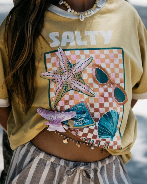 BILLABONG WOMENS SALTY SINCE T-SHIRT – CURRY