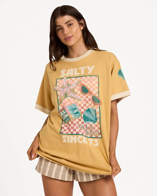 BILLABONG WOMENS SALTY SINCE T-SHIRT – CURRY