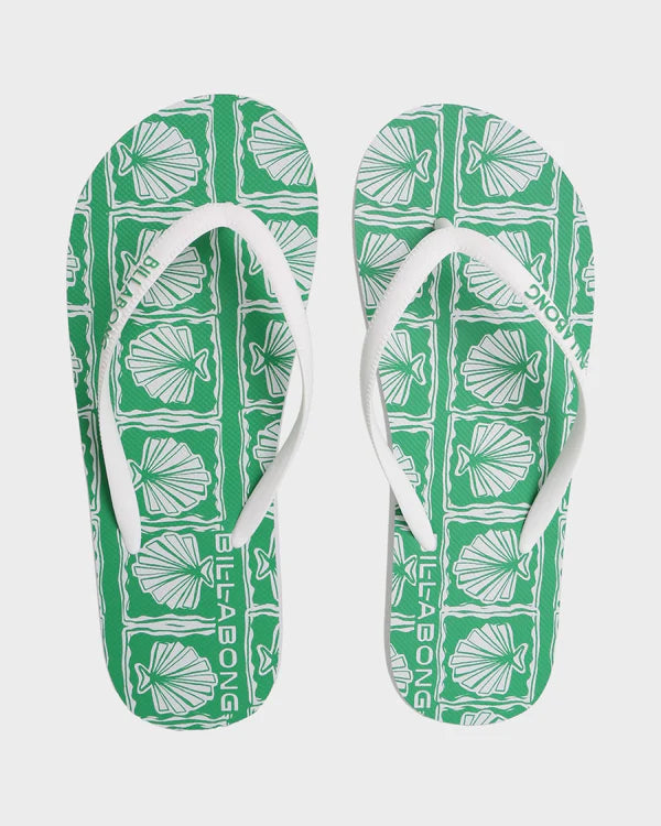 BILLABONG WOMENS SEASHELL PARADI THONGS (KELLY GREEN)
