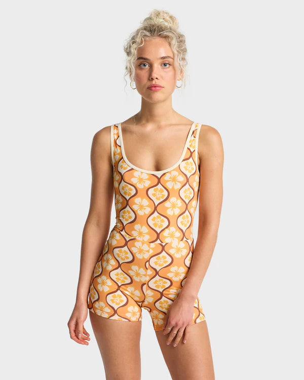 BILLABONG WOMENS SOL GROOVE RETRO SURF BODYSUIT ONE PIECE – TANGERINE