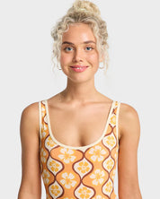 BILLABONG WOMENS SOL GROOVE RETRO SURF BODYSUIT ONE PIECE – TANGERINE