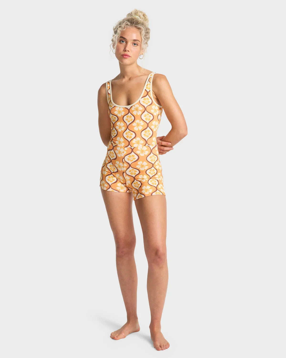 BILLABONG WOMENS SOL GROOVE RETRO SURF BODYSUIT ONE PIECE – TANGERINE